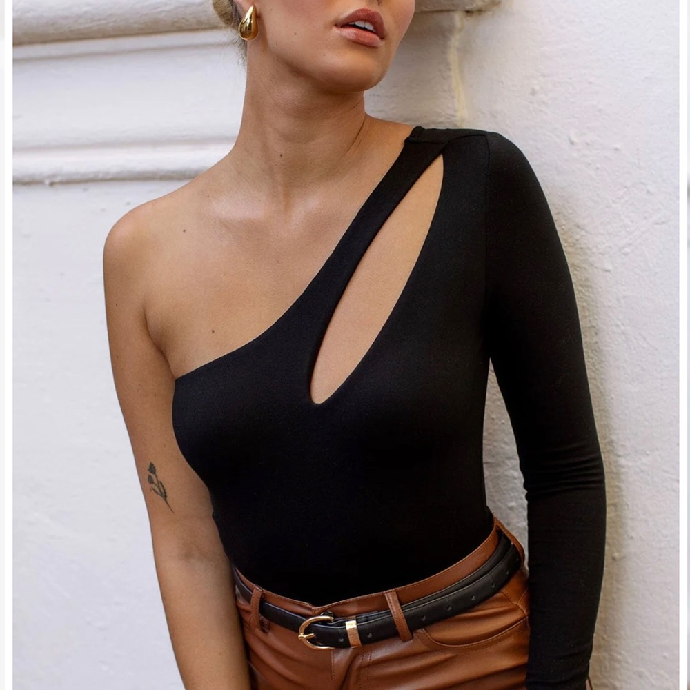 Black Asymmetrical Bodysuit